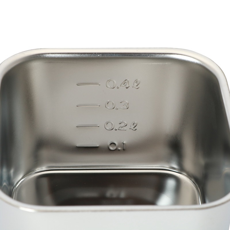 HACCP】【NSF】18-8 浅型角キッチンポット 目盛付 0.6L SH-4209
