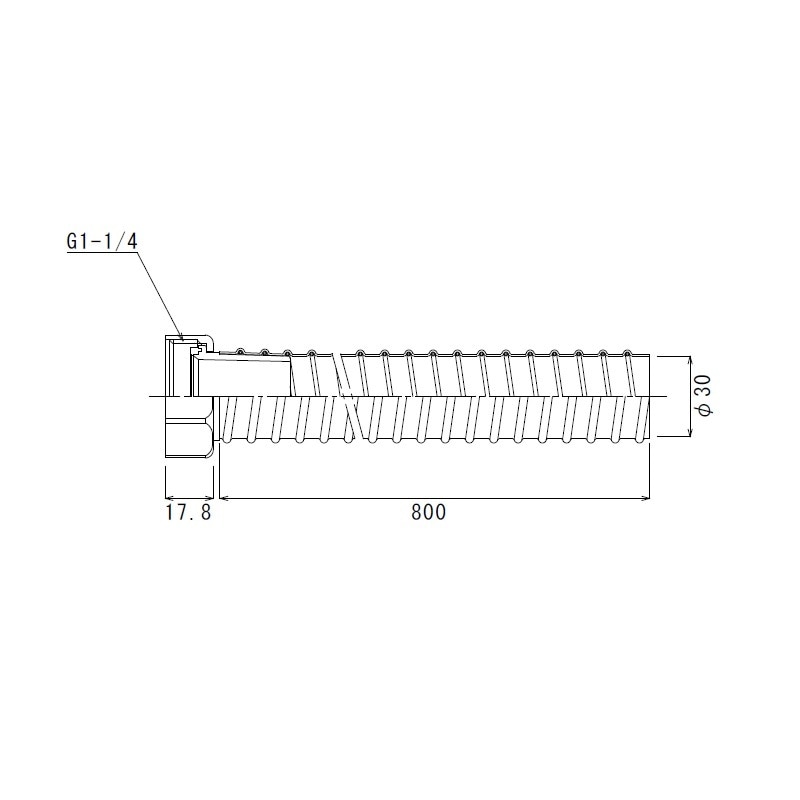 排水ホース 回転ナット G1-1/4ネジ 80cm TO-192M/80 | キッチン用排水