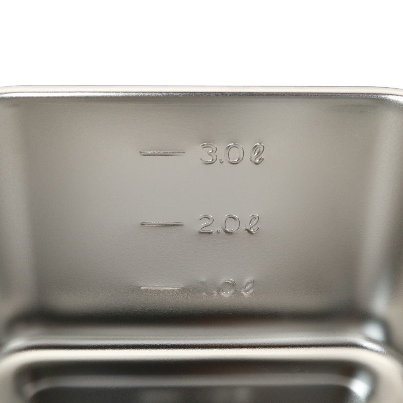 HACCP】【NSF】18-8 浅型角キッチンポット 目盛付 4.0L SH-4218