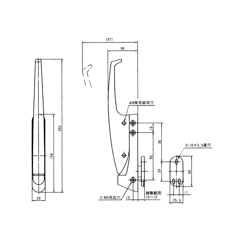 密閉用コーナーハンドル 左右兼用型 TO-138 | 業務用厨房部品