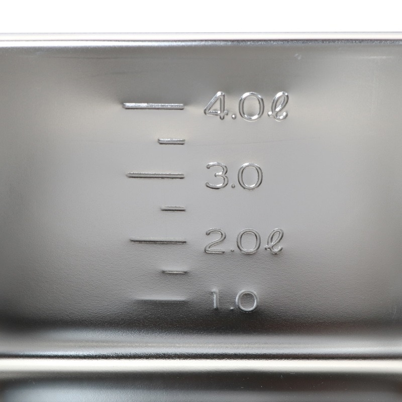 HACCP】18-8 浅型角キッチンポット 目盛・手付 5.0L SH-4220