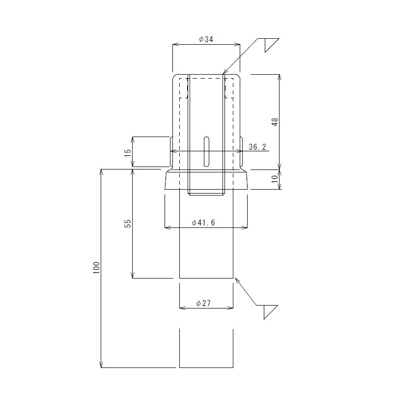 丸パイプ用ロングアジャスト脚 Φ38×板厚1.2mm用 最短55mm 最長100mm TO