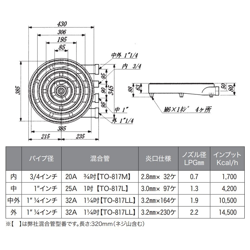 取寄品】プロパンガスバーナー LPガス用 φ430mm TO-856 | 業務用厨房