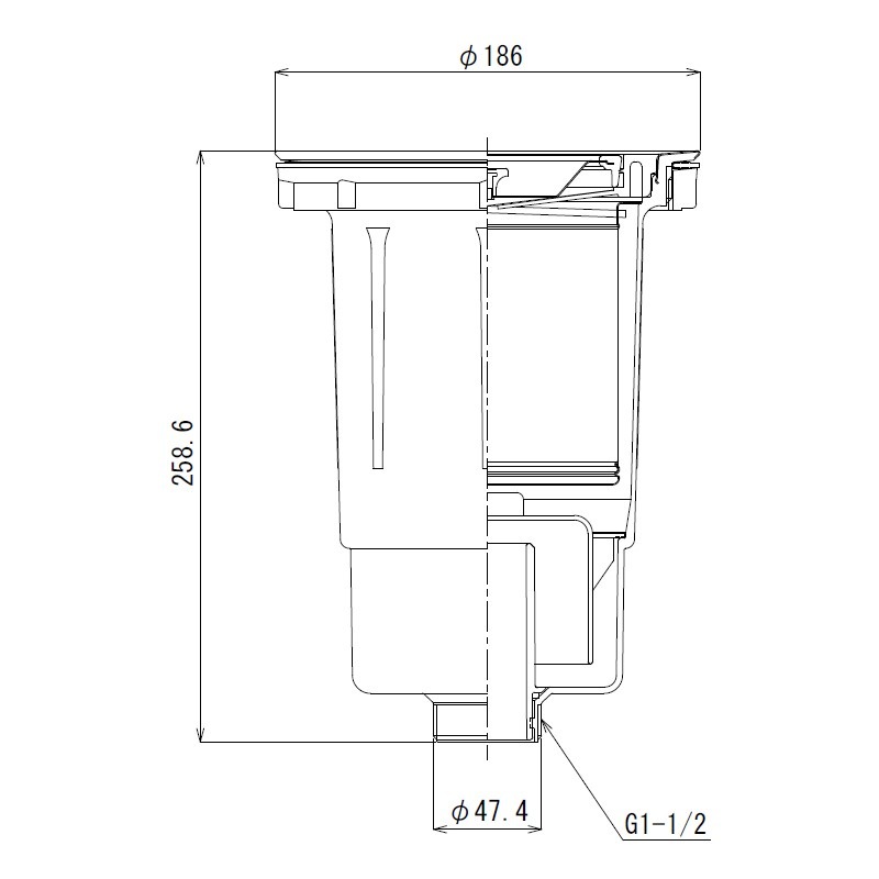 深型排水トラップ G1-1/2ネジ ステンカゴ TO-194 | キッチン用