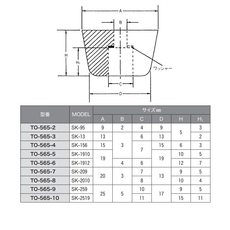 ゴム脚(ワッシャー入) 上径φ13×下径φ13×H5mm TO-565-3 | 業務用