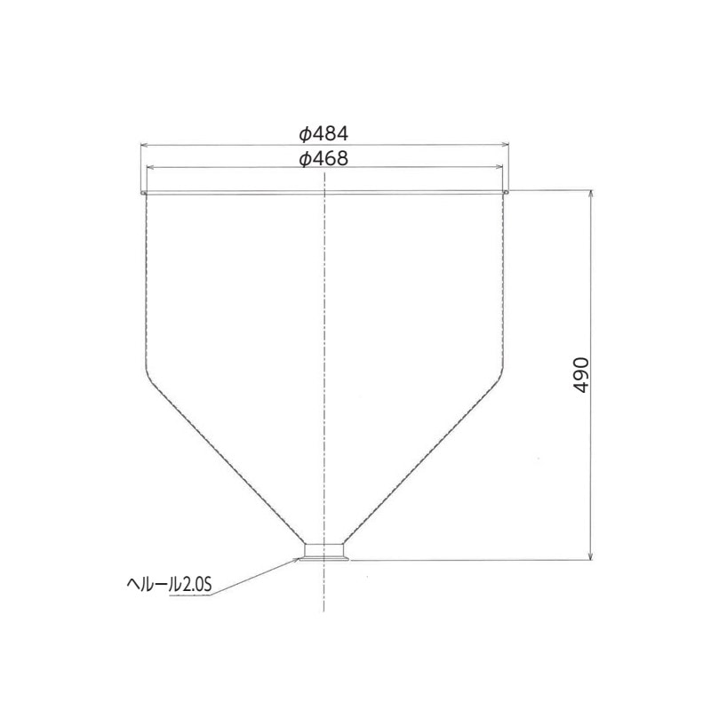 18-8 ホッパー(ヘルール2.0S付) 容量約54L RWOS-48H | SUGICO ORIGINAL