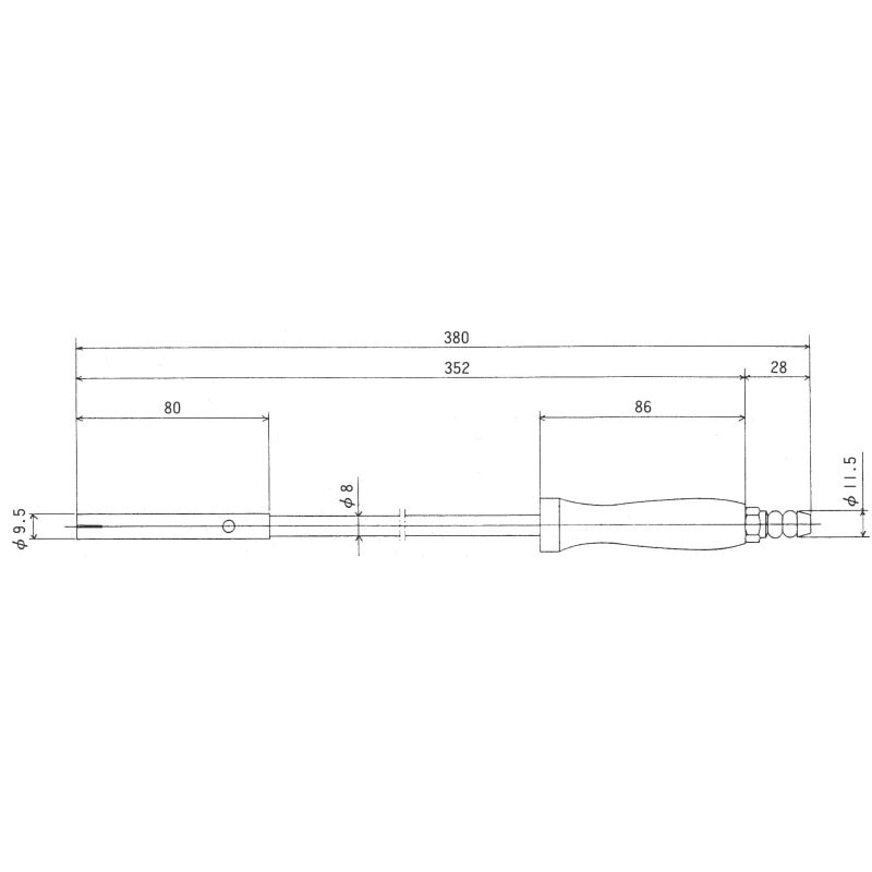 柄付点火棒 11A・12A・13A(都市ガス)用 380mm タケノコ外径φ11.5mm TO