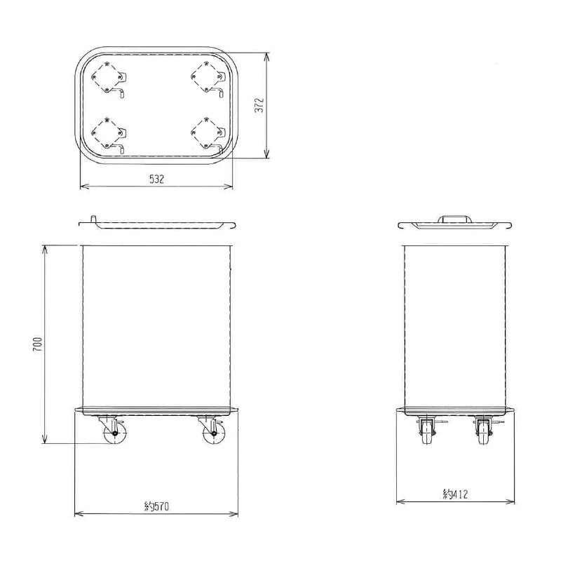 18-8 フラワービン(粉入れ) 収納容量20kg袋×3 412×570×H700mm TO