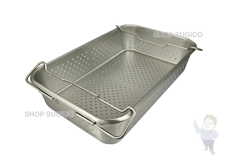 【HACCP】【NSF】18-8 給食バット運搬型 半カールフランジタイプ 積み重ねハンドル 穴明 深さ140mm SH-6038PF
