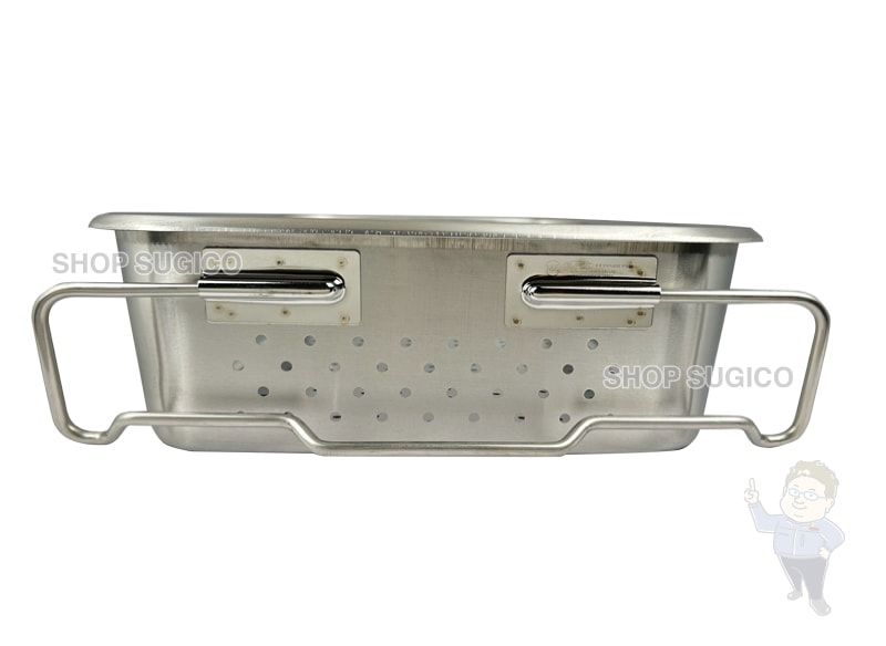 【HACCP】【NSF】18-8 給食バット運搬型 半カールフランジタイプ 積み重ねハンドル 穴明 深さ140mm SH-6038PF