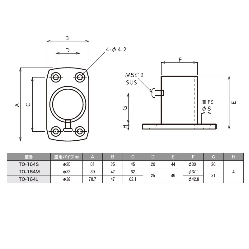パイプソケット クロームメッキ Φ32mm用 TO-164M | 業務用厨房部品