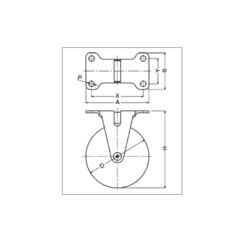 ハンマーキャスター 固定型平付式(ストッパー付) クロームメッキ