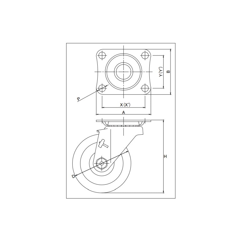 ハンマーキャスター 自在型平付式 ステンレス ナイロン車輪(径75) TO