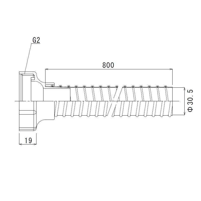 排水ホース 固定ナット G2ネジ 80cm TO-192NL/80 | キッチン用排水部品