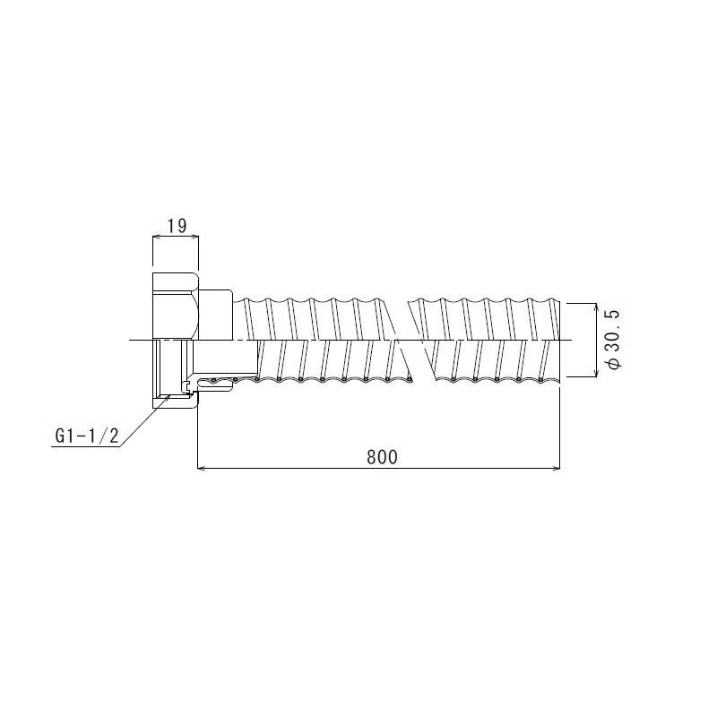 排水ホース 回転ナット G1-1/2ネジ 80cm TO-192/80FN | キッチン用排水