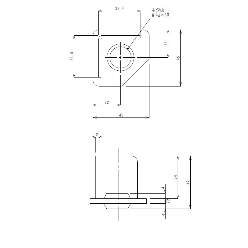 18-8 アングル用座板 ネジW3/4×10山 | 業務用厨房部品,アジャスト脚,受
