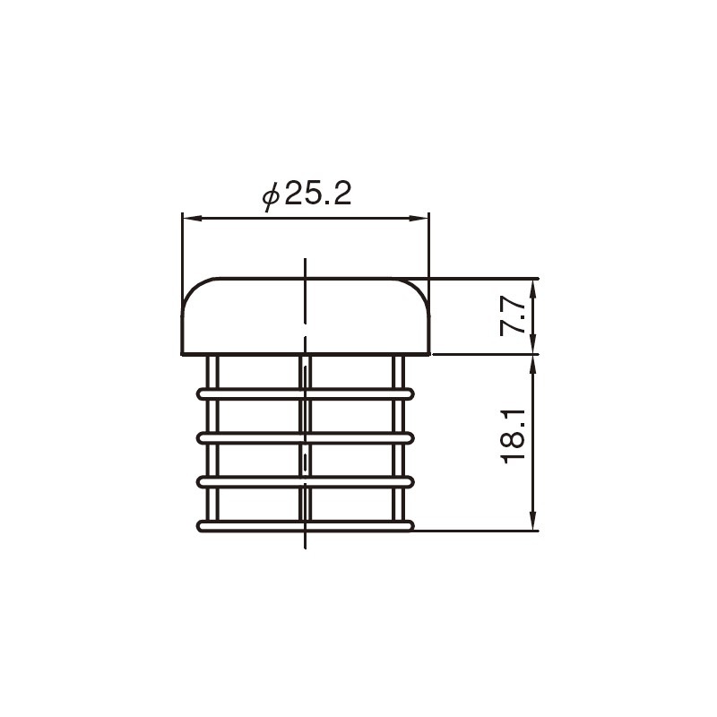 【メール便】丸パイプ用フラット化粧キャップ 樹脂製 Φ25.4×板厚1.6mm用 TO-7014-25