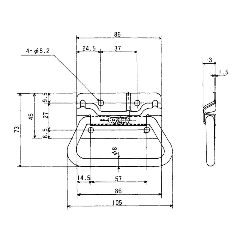 スプリング付可動取手 2ヶ1組 TO-1000D | 業務用厨房部品,内装部品