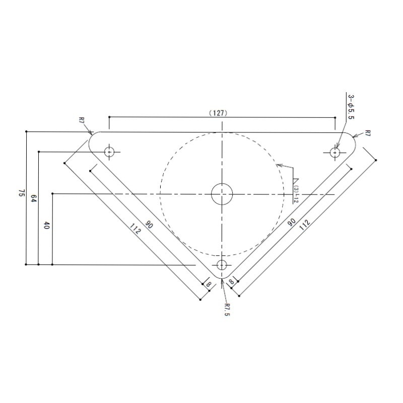 アジャスト脚 三角プレート 平付けタイプ M20×P2.5 最短90mm 最長125mm
