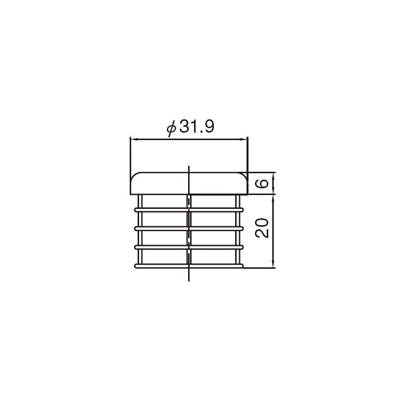 丸パイプ用フラット化粧キャップ 樹脂製 Φ31.8×板厚1.6mm用 TO-7014