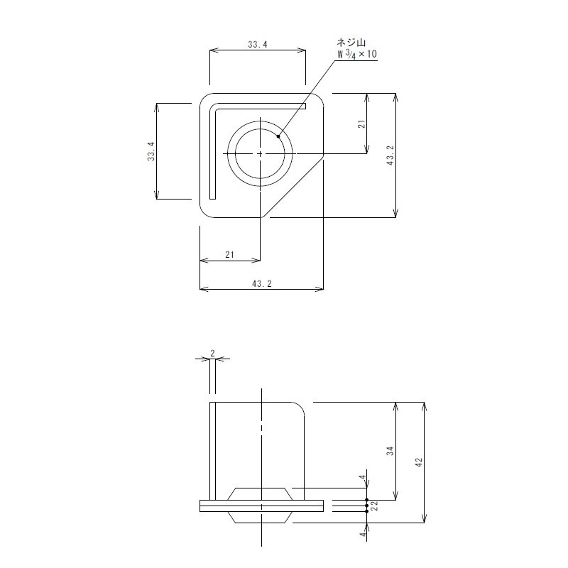 18-0 アングル用座板 ネジW3/4×10山 | 業務用厨房部品,アジャスト脚,受