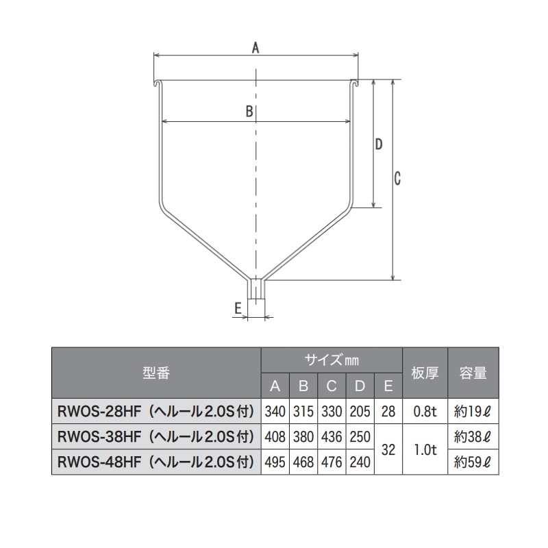 個人宅配送不可】【受注生産品】18-8 ホッパー(ヘルール2.0S付) 半