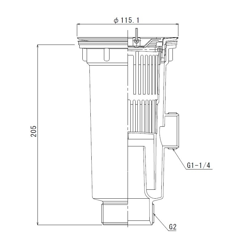 小型排水トラップ G2ネジ D蓋 樹脂カゴ TO-198NLDP | キッチン用排水