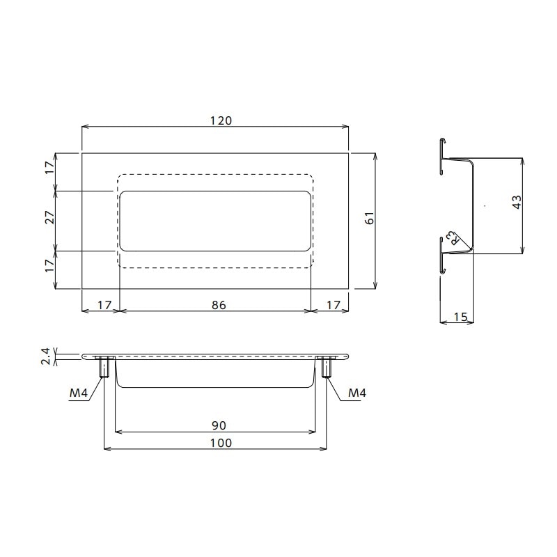 ステンレス埋込み取手 TO-92 | 業務用厨房部品,内装部品,ラッチ