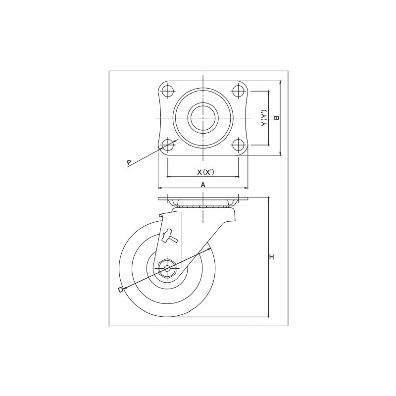 取寄品】ハンマーキャスター 自在型平付式(ストッパー付) ステンレス