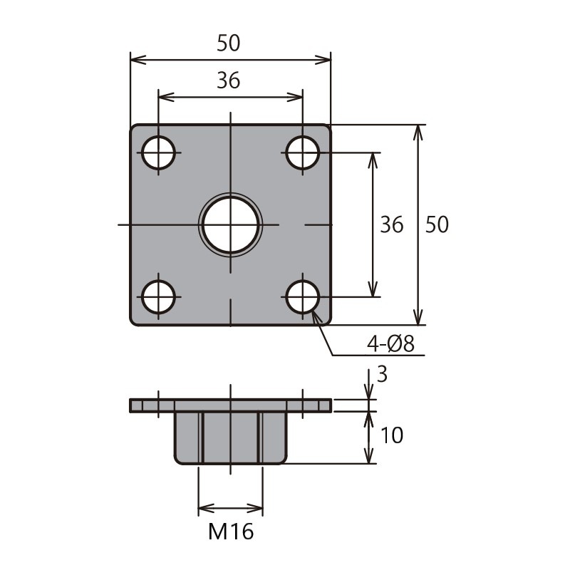 アジャスターボルト用角型受座 ネジM16×P2.0 TO-488 | 業務用厨房部品