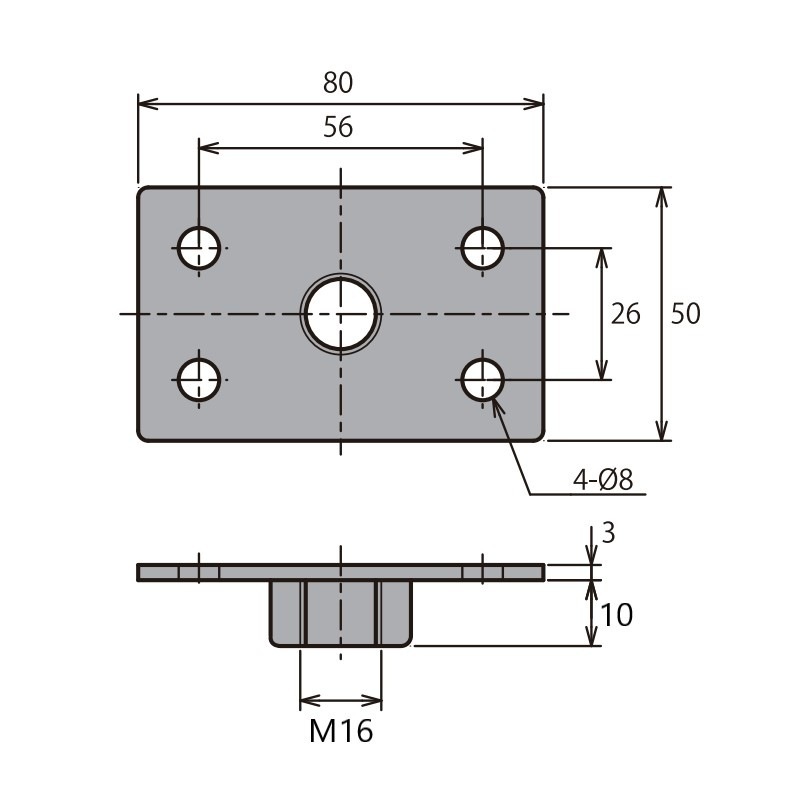 アジャスターボルト用長角型受座 ネジM16×P2.0 TO-489 | 業務用厨房