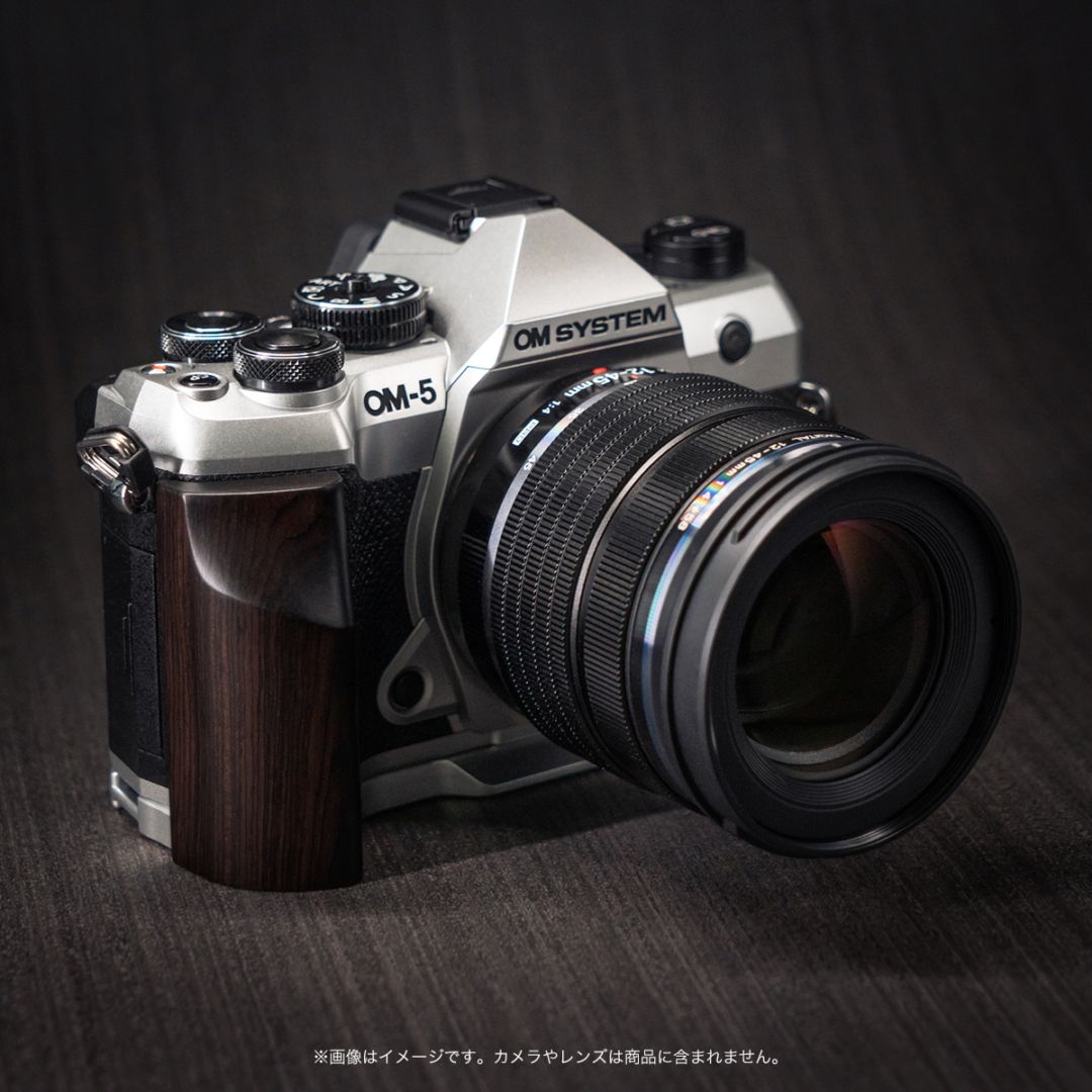 YUWOOD ウッドグリップ 一体型ベースプレート OM SYSTEM OM-5 Mark II