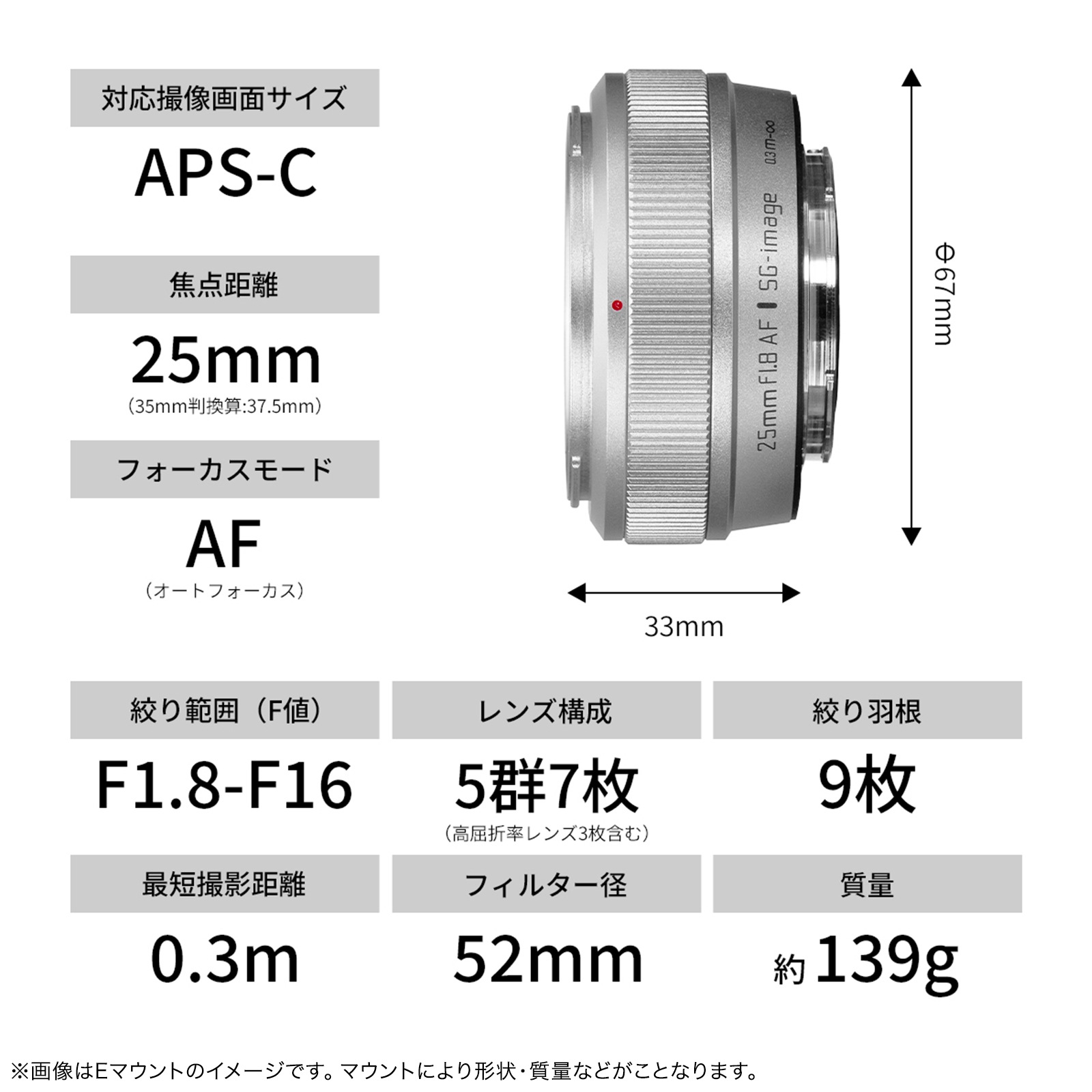SG-image AF 25mm F1.8 APS-C Silver Limited�֥��ˡ�E/�˥���Z/�ٻΥե����X������¹��ѥ��