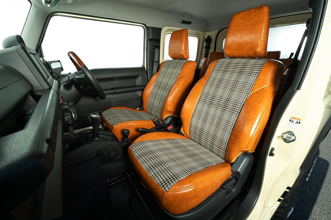 シートカバー オールド × チェック 一台分 ジムニー JB64 ジムニー