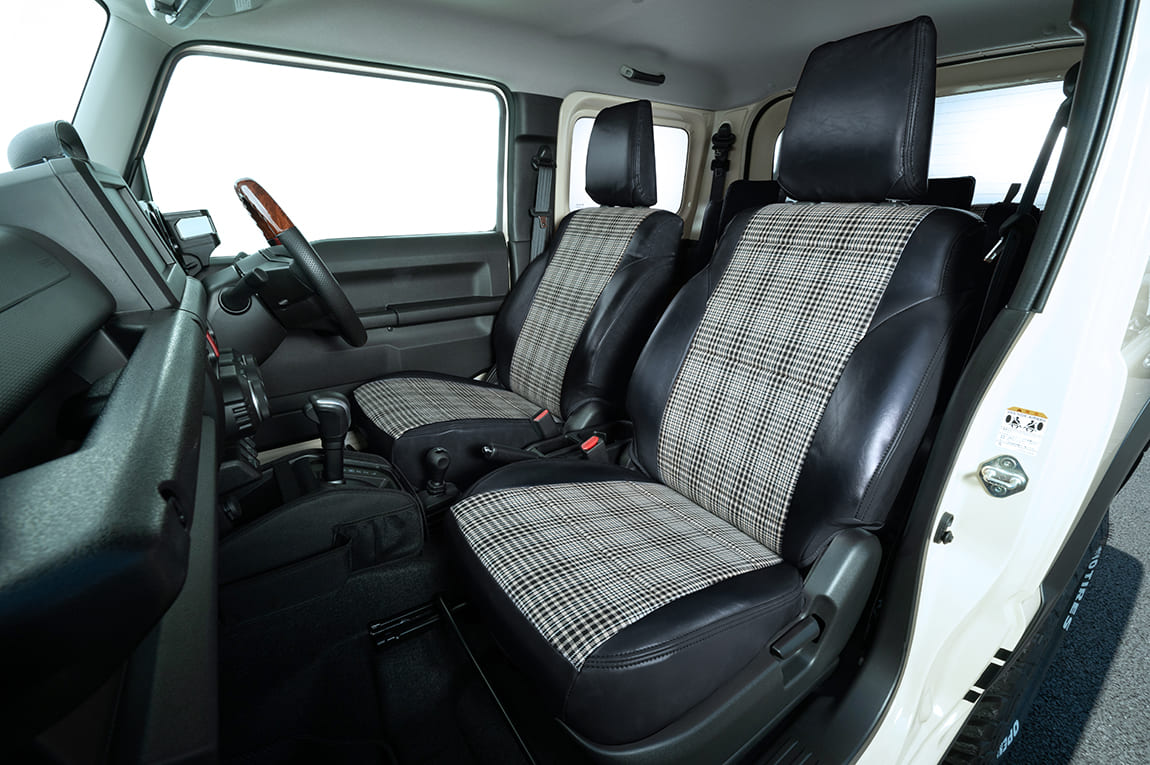 シートカバー オールド × チェック フロントのみ ジムニー JB64