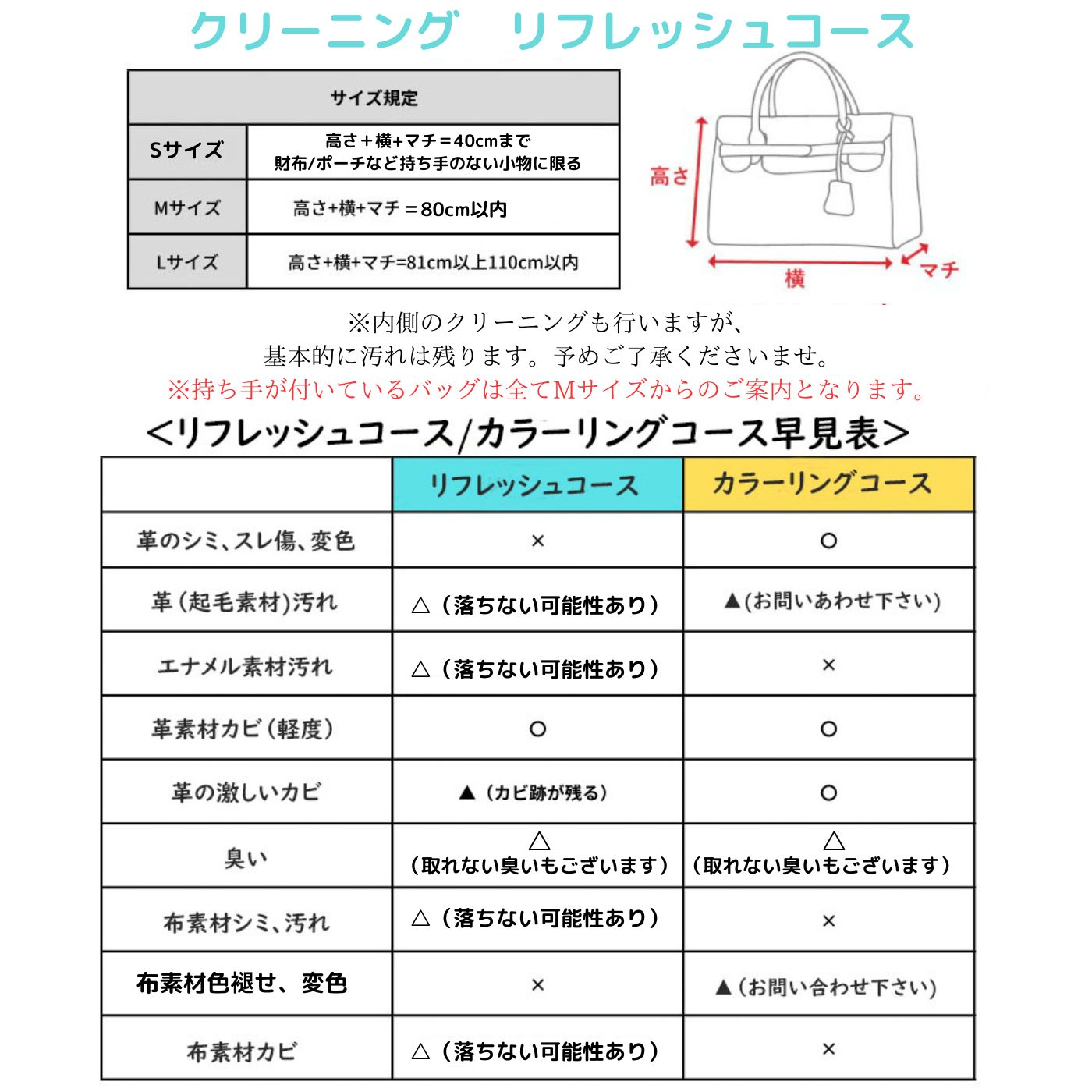 バッグクリーニング リフレッシュコース Mサイズ(縦・横・奥行きの合計が41cm以上80cm以内)