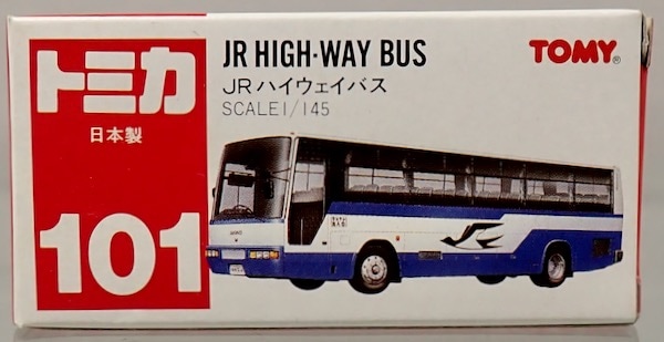 新品] 日本製 トミカ 101-3 JRハイウェイバス | トミカ 赤箱／日本製