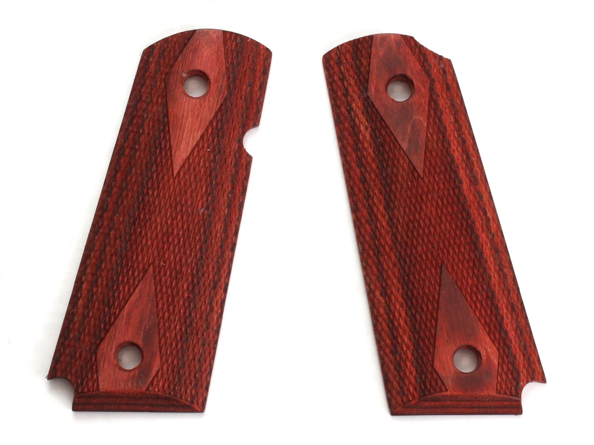 Hogue M1911コンパクト用 ダイヤモンドチェッカー木製グリップ ローズ