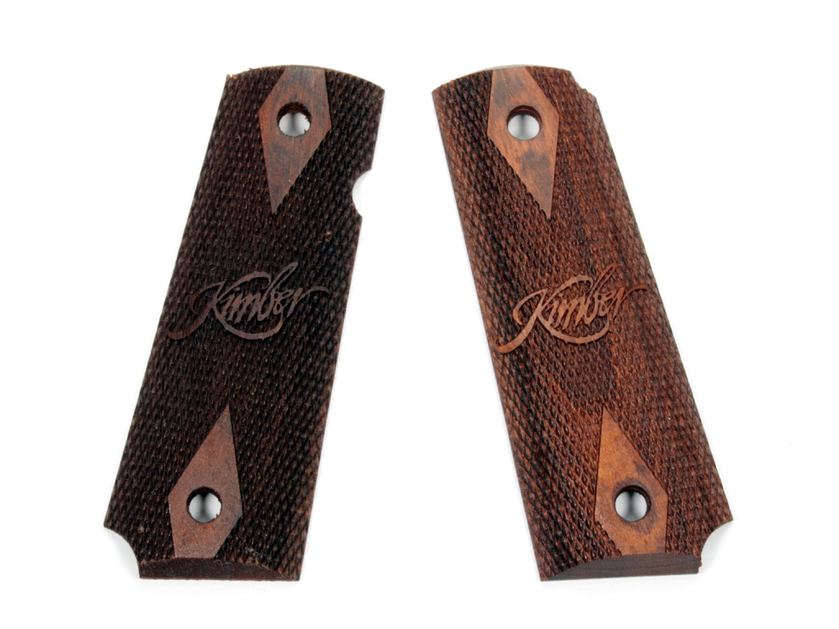 CAW/MULE 1911 木製グリップ ダイヤチェッカー & ウェイト CAW 各社M1911シリーズ対応 ダイヤチェッカー キンバー