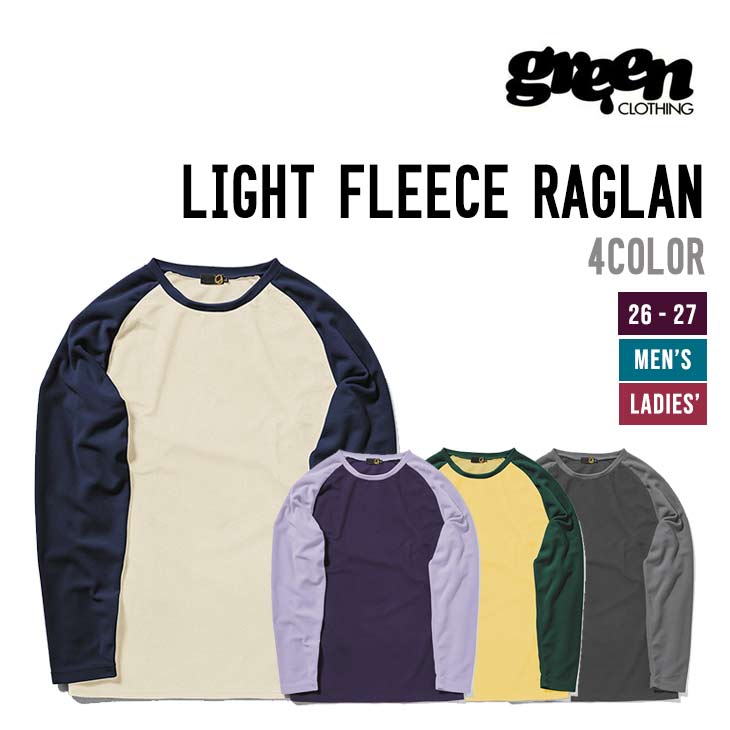 GREEN CLOTHING グリーンクロージング 26-27 LIGHT FLEECE RAGLAN スノーボード インナー 
