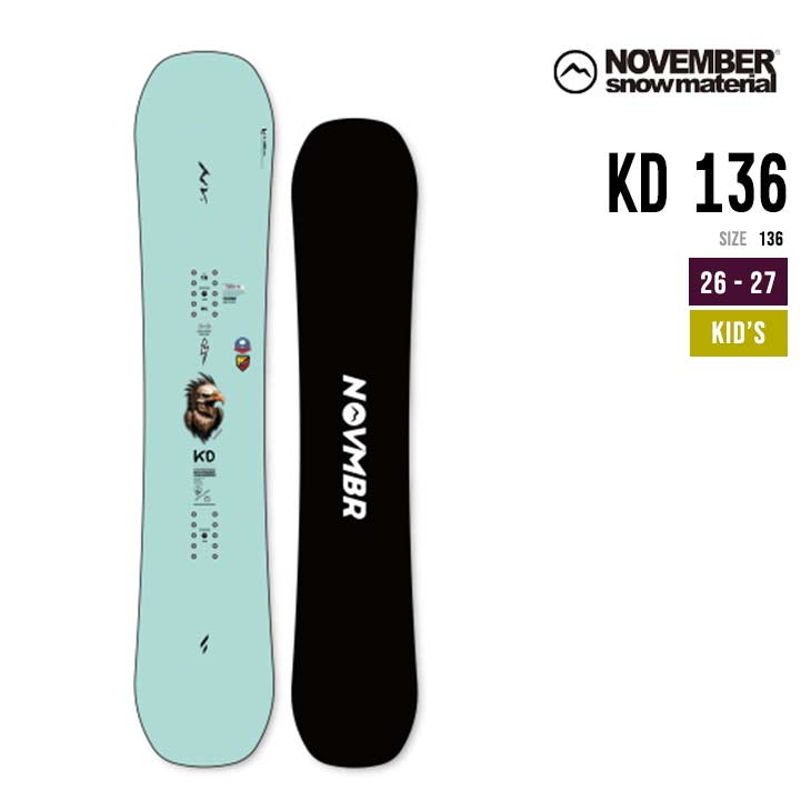 NOVEMBER ノベンバー 26-27 KD ケーディー 136 スノーボード 日本製 国産 高品質 子供用 キッズ