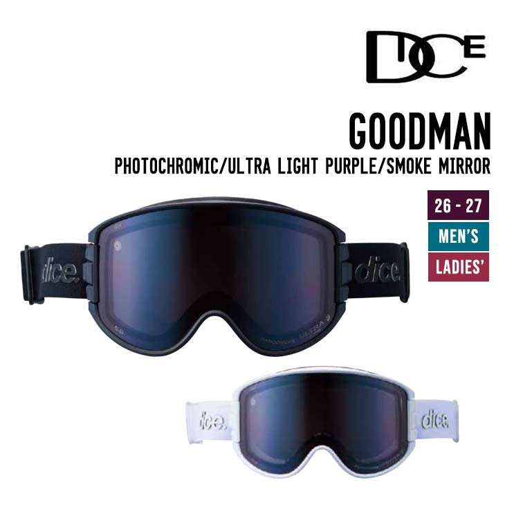 DICE 26-27 GOODMAN グッドマン スノーボード ゴーグル Photochromic - Ultra Light Purple - Smoke Mirror GM54275
