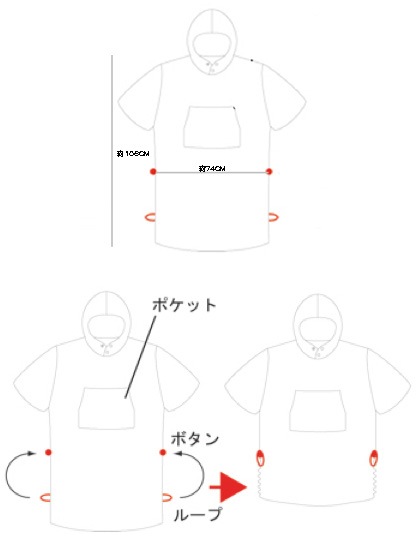 TOWEL PONCHO [70's FLOWER：PINK] - 2