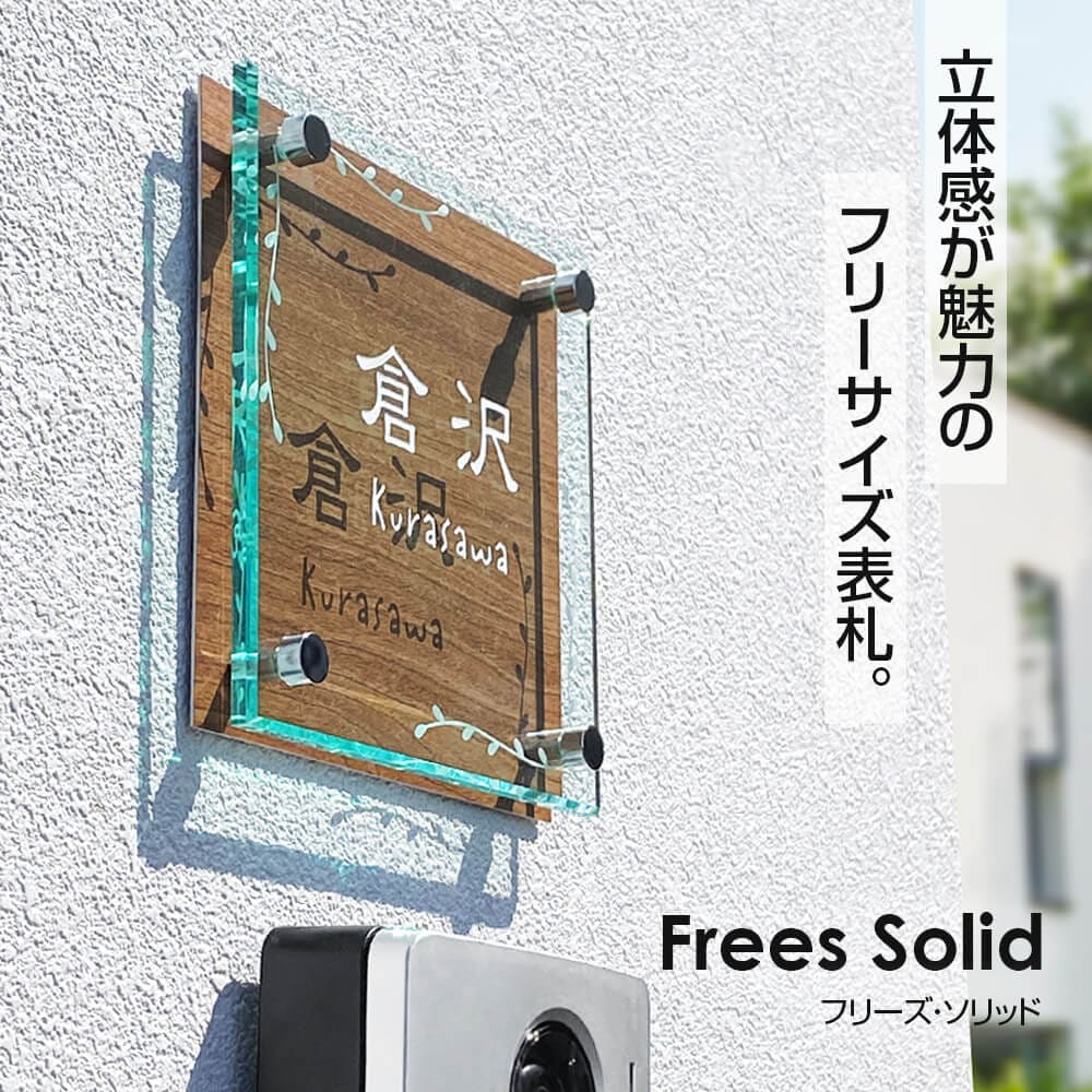 表札 おしゃれ 戸建 サイズ変更可能なアクリル+アルミ立体表札 フリーズソリッド