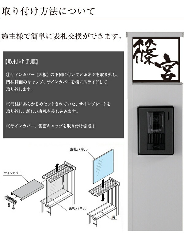 表札 アクシィ1型【LIXILアクシィ1型】130角 機能門柱 ステンレス 表札ステン文字-AK（アクシィ1型）-1 リクシル おしゃれ 文字 漢字