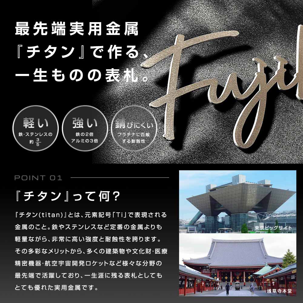 表札 チタン (titan) 切り文字 チタリオ (Titalio) 筆記体 おしゃれ  シンプル ローマ字 戸建て
