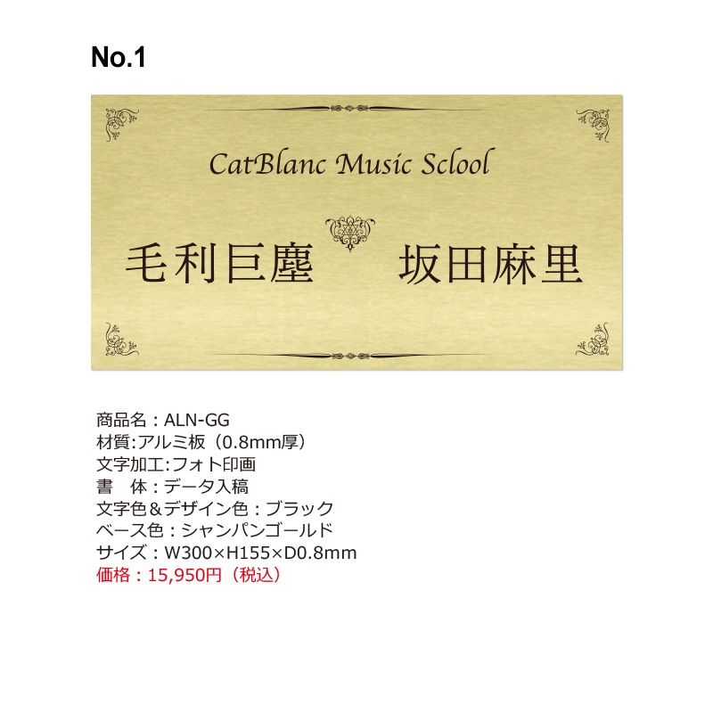 【坂田様】お客様オーダーメイド表札-ご注文ページ-ALN-GG 合計2枚　(イメージNo.1)