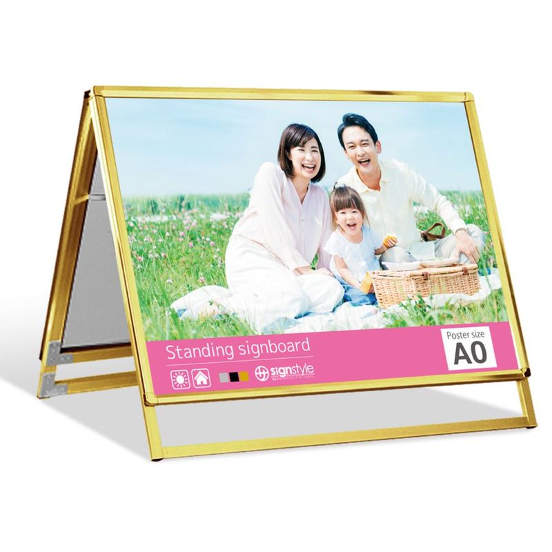 A型 スタンド看板 (A型グリップスタンド A0/ゴールド/両面) 屋外 看板 スタンド ポスターパネル