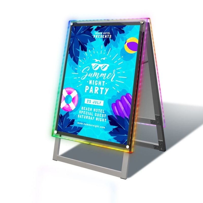 A型LEDイルミネーションフロースタンド B1サイズ 両面 | 看板 b1 イーゼル スタンド ライト led 店舗用 スタンド看板 電気 立て看板 発光 a型看板