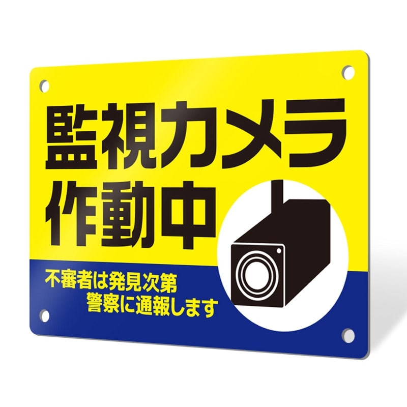 プレート看板「防犯タイプ_D012」穴あけ 両面テープ アルポリ(防犯カメラ補助金 助成金)